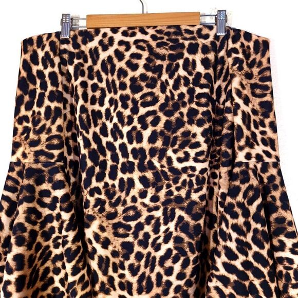 VINCE CAMUTO Trumped Sleeve Off Shoulder Mini Bodycon Dress Brown Cheetah Medium - Picture 2 of 13